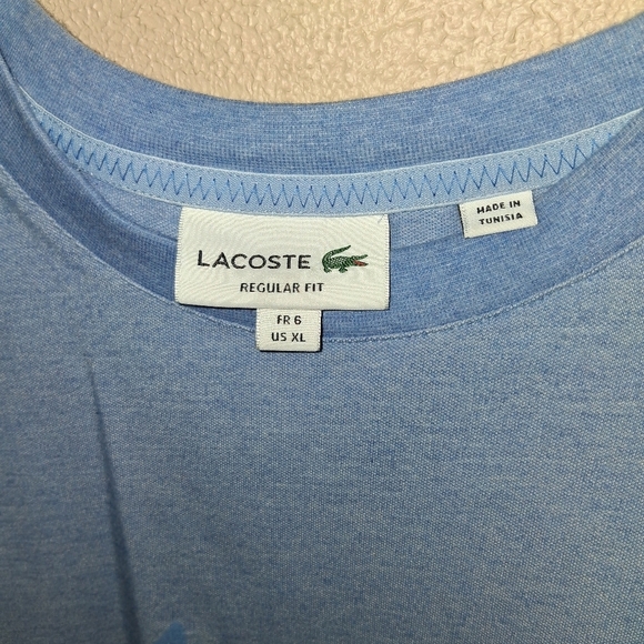 Lacoste Men's Crocodile Print Crew Neck Stretch Organic Cotton T-Shirt Blue XL - Picture 5 of 7